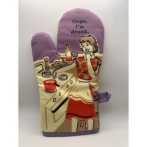 BLUE Q Novelty Oven Mitt "Oops, I'm Drunk"  Kitsch Kitchen Cooking Retro Novelty